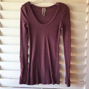 FREE PEOPLE waffle purple thermal undershirt
